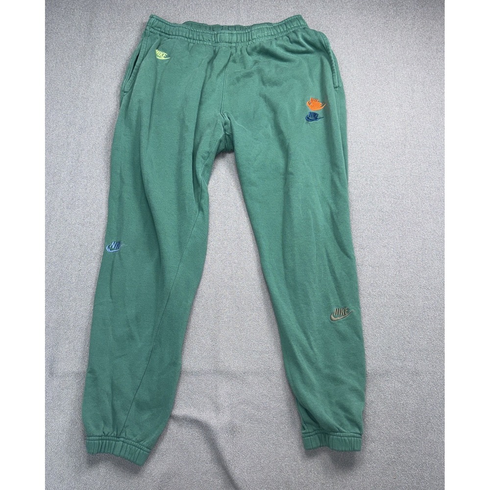 Nike Sweatpants Olive Fleece Joggers Men's Large Multi Logo Club DV8169-350